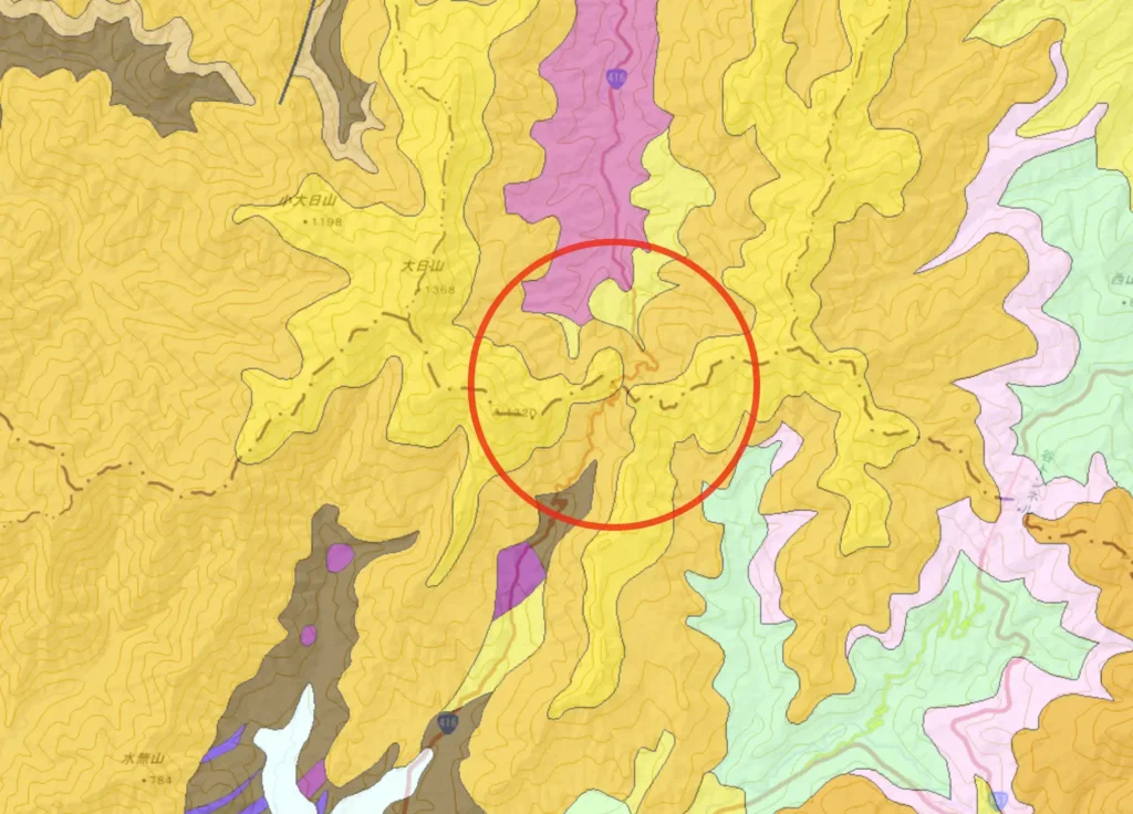 新又峠の地質図